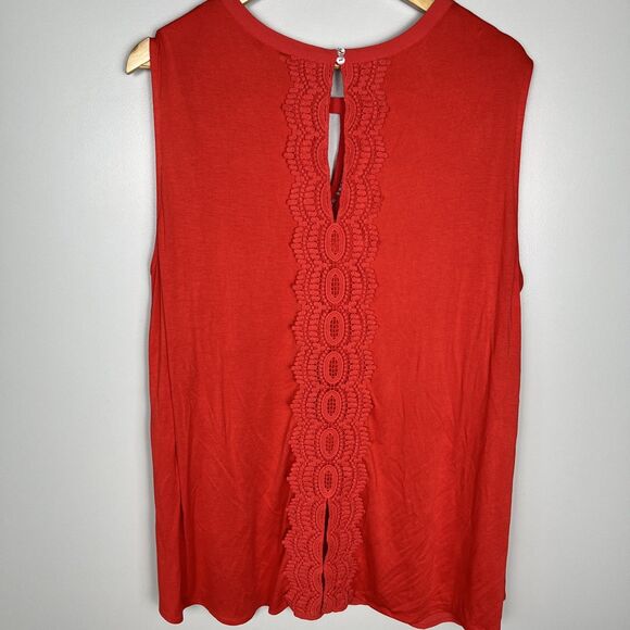 NWT DANIEL RAINN‎ Women’s Red CROCHET Plus Size 2X Top Keyhole Tank - Picture 3 of 8